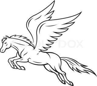 320x284 Pegasus Outline Drawing