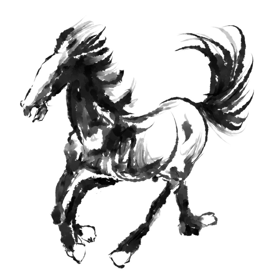 894x894 Realistic Horse In Xu Beihong Ink Painting Style By Yinglongfujun