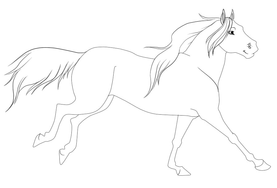900x610 Running Horse Line Art By Diamond Mint