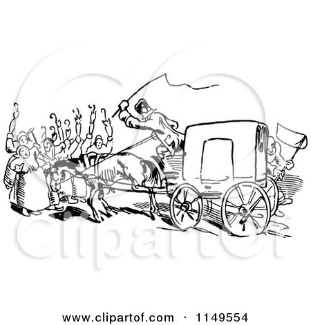 450x470 Clipart Of Retro Vintage Black And White People On A Horse Drawn