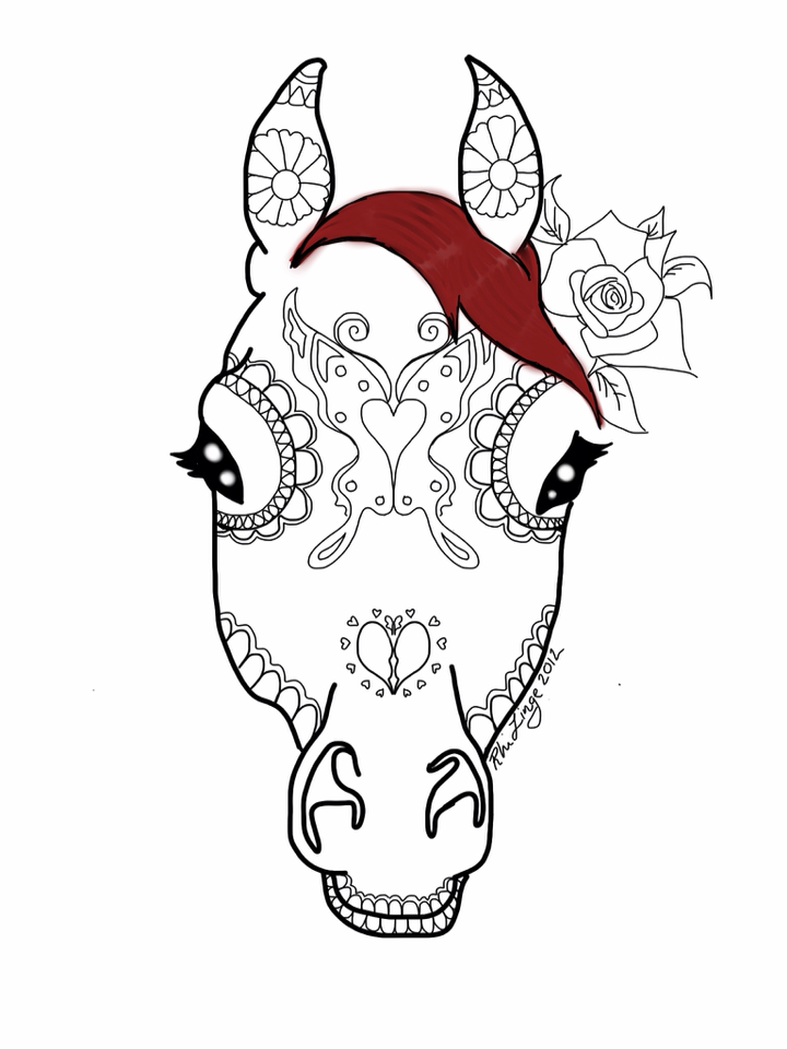 720x960 Horse Face Sugar Skull By Rhidraw