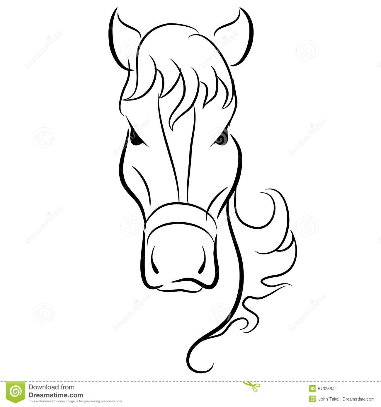 1300x1390 Simple Horse Head Drawing Horse Head Drawing Stock Vector
