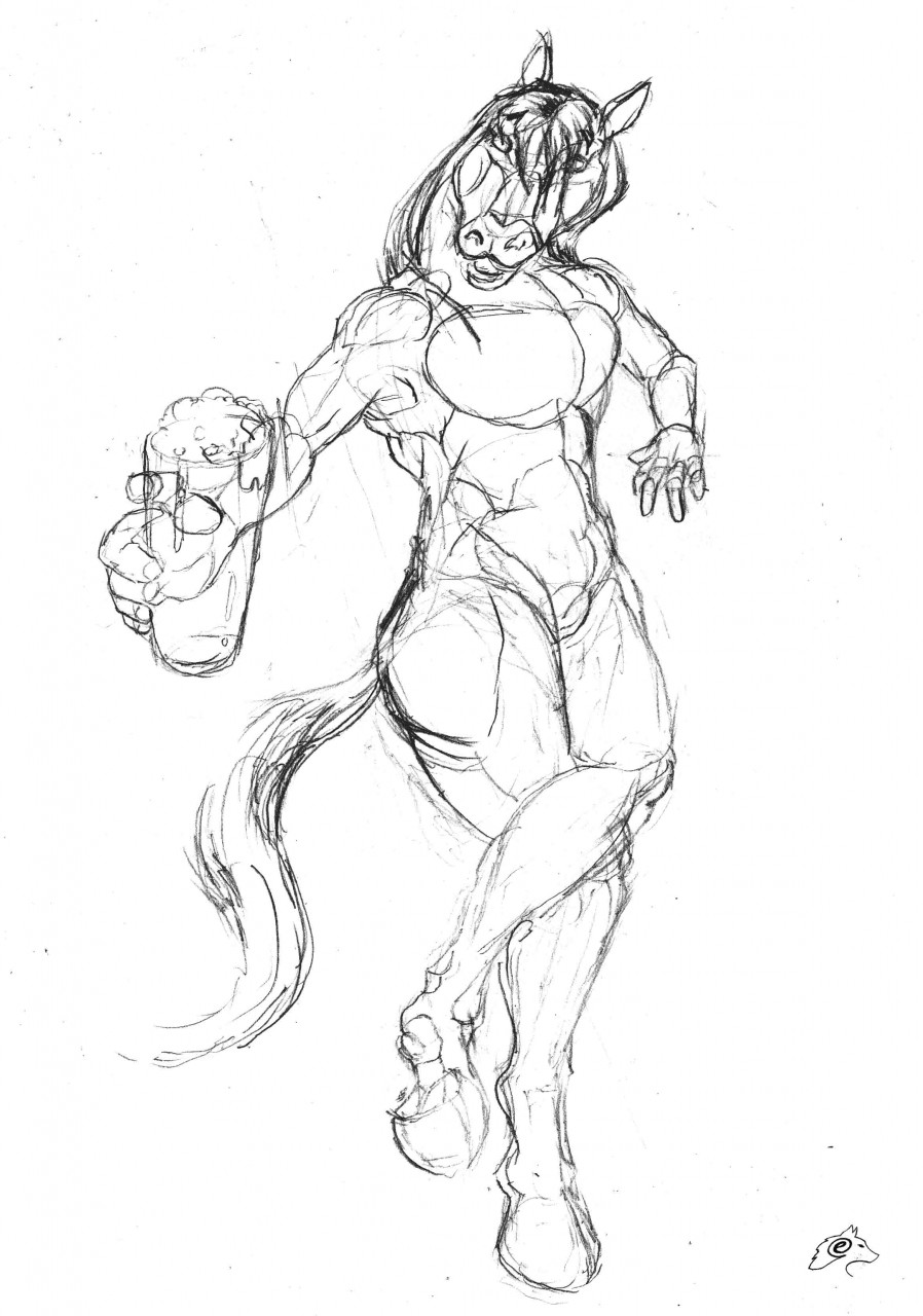 898x1280 Line Horse By E.wolf