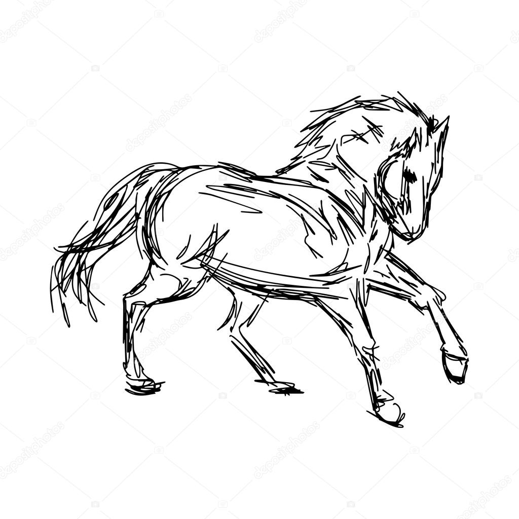 1024x1024 Illustration Vector Hand Drawn Of Galloping Horses Isolated