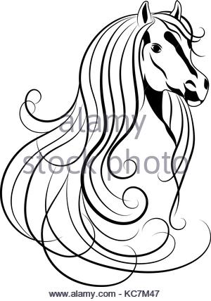 300x428 Sketch Of Horse Head Drawing In Retro Ink Style. Vector