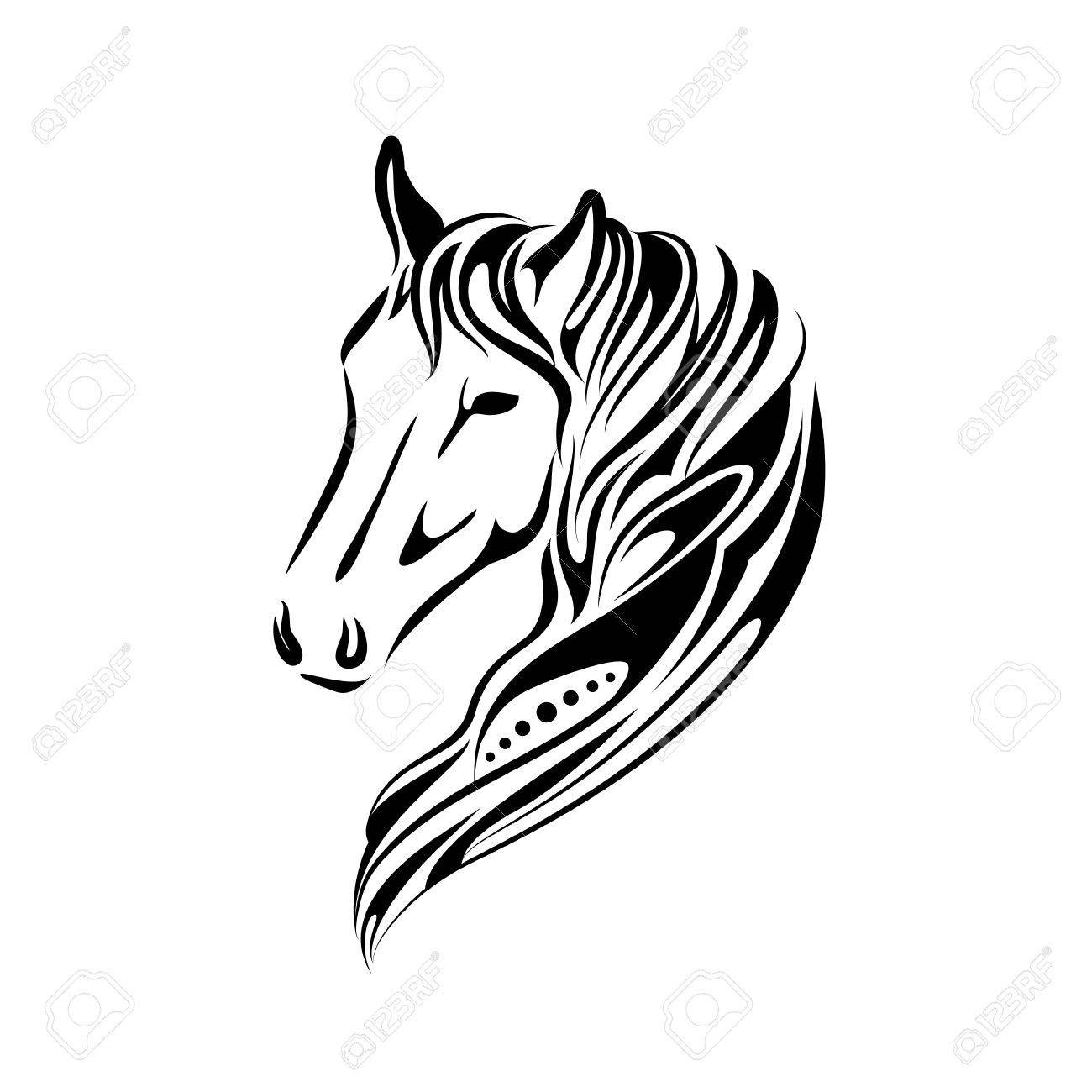 1300x1300 Stylized Hand Drawn Image Of Horse Head Design Isolated On