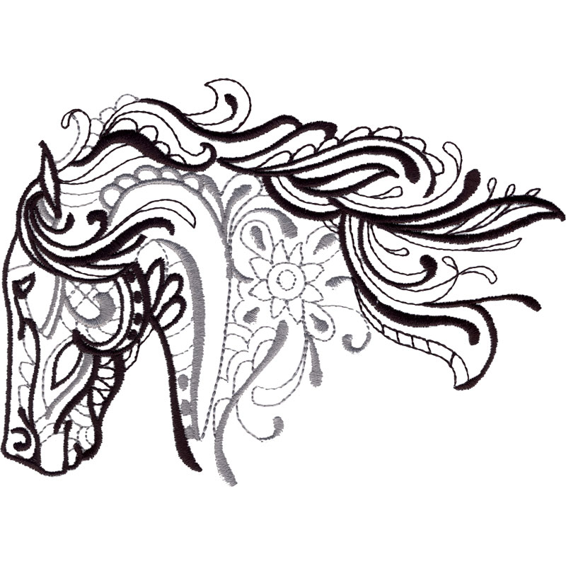 800x800 Horse Head Machine Embroidery Designs