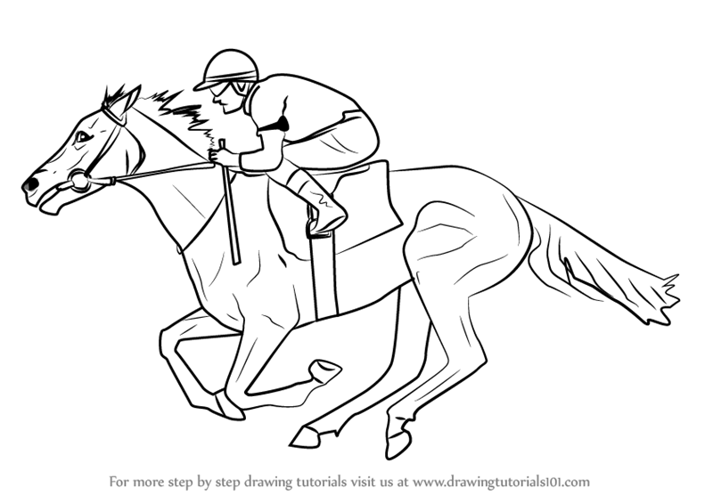800x566 Learn How To Draw A Racehorse With Jockey (Horses) Step By Step