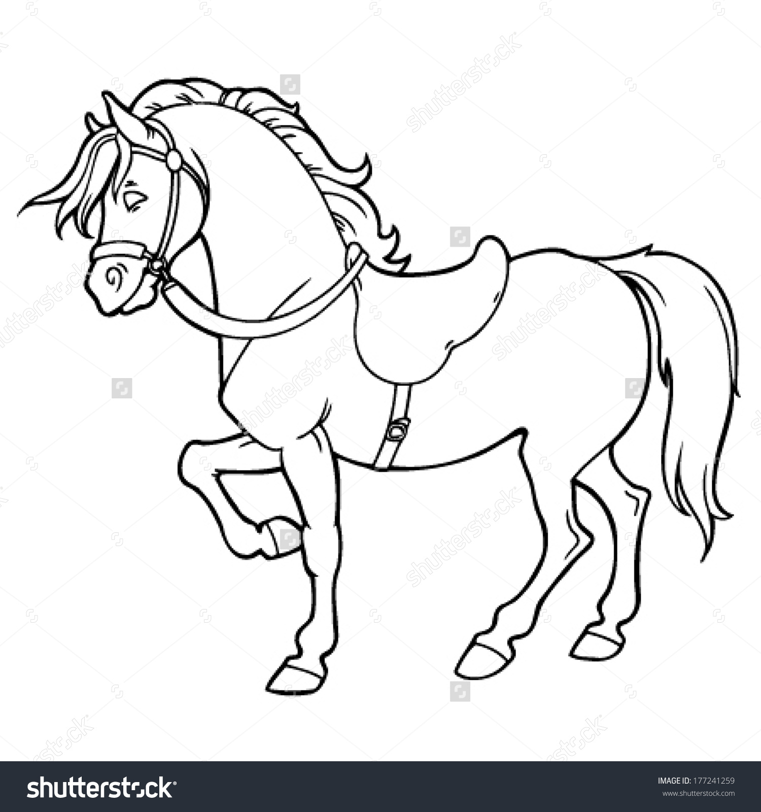 1500x1600 Outline Drawing Of A Horse Outline Drawing Horse Saddle Stock