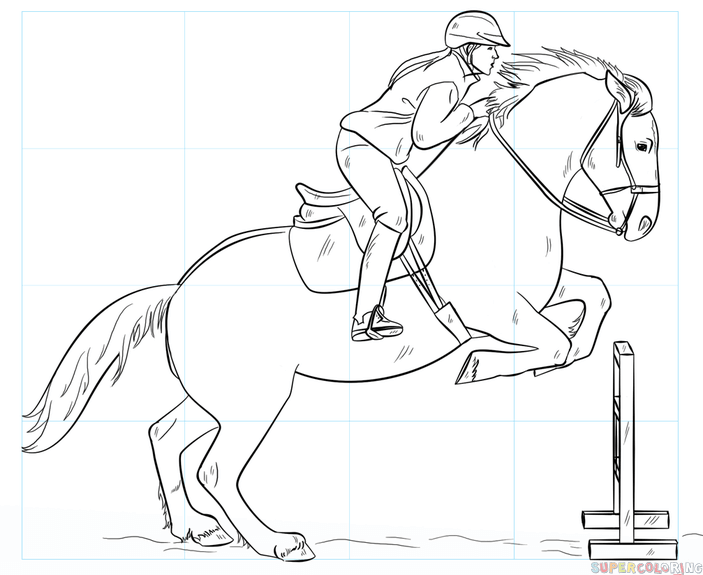 703x575 How To Draw A Jumping Horse Step By Step Drawing Tutorials