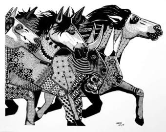 340x270 Horse Bull Drawings Etsy