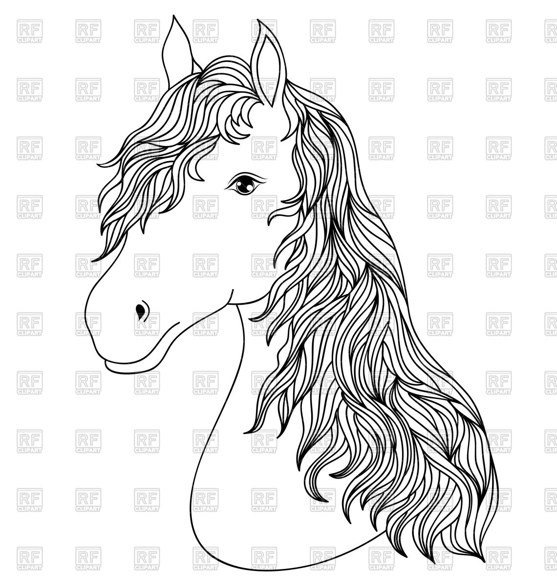 1140x1200 Hand Drawn Head Of Horse Royalty Free Vector Clip Art Image