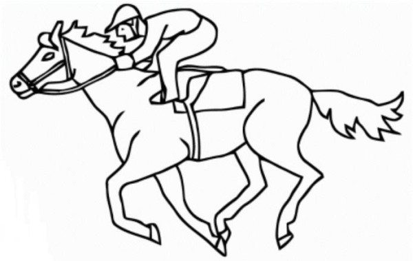 600x379 Race Horse Coloring Page For Prescool