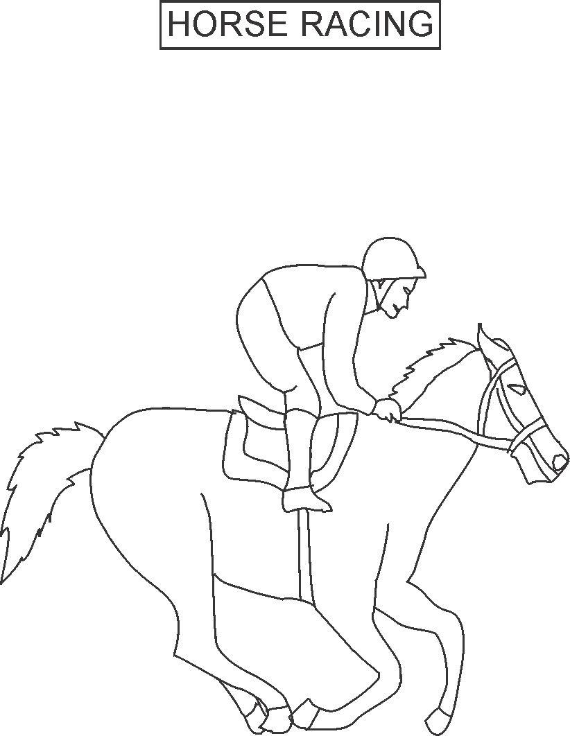 822x1062 Horse Racing Coloring Printable Page For Kids