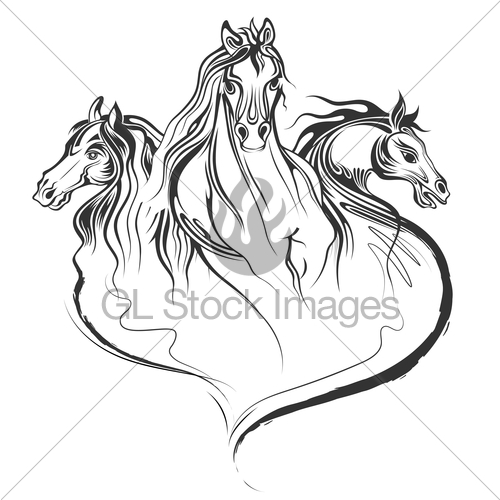 500x500 Tattoo Art Design Of Horse Racing In Line Art Gl Stock Images