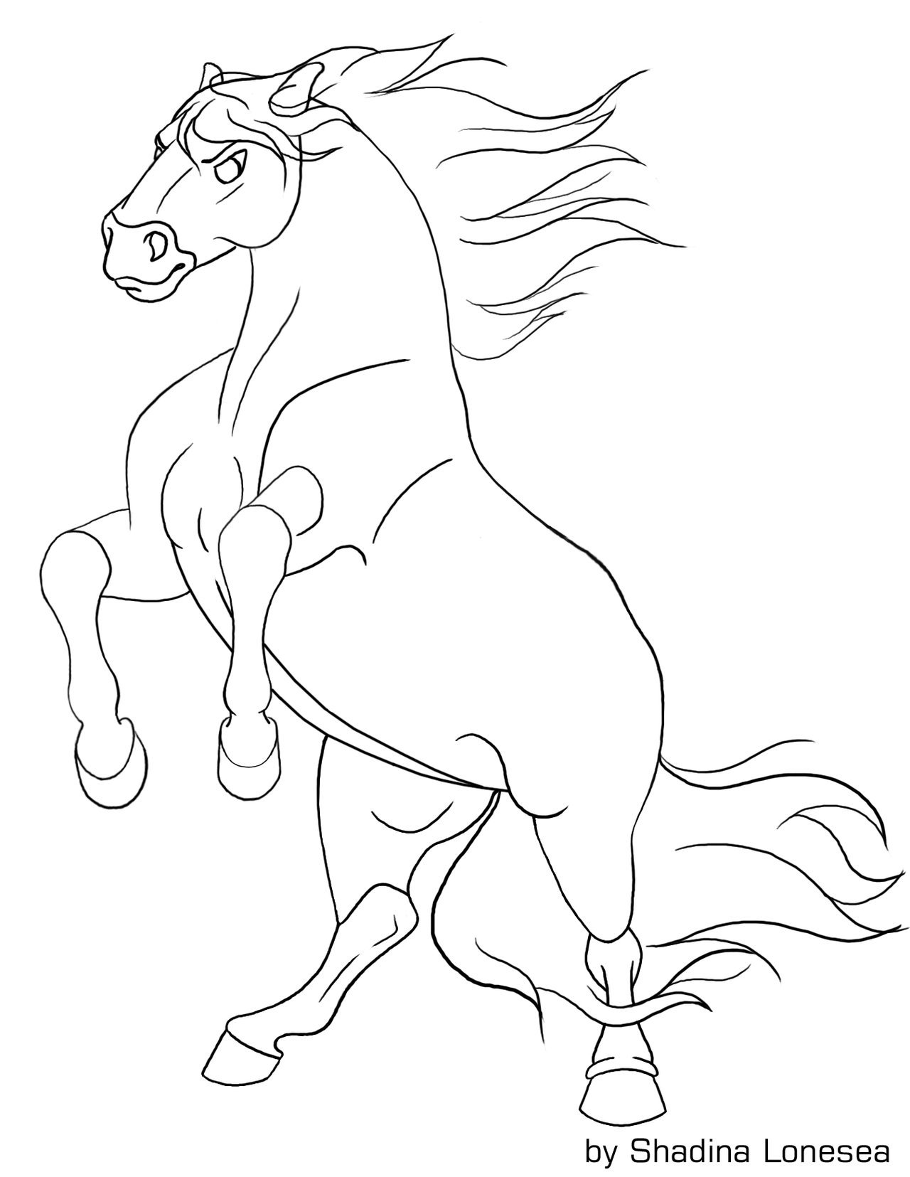 1280x1655 Rearing Horse Lineart By Shadinalonesea