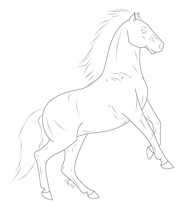 774x882 Free Rearing Horse Lineart By Painted In Grey