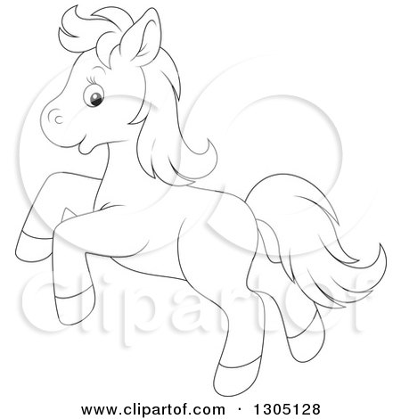 450x470 Lineart Clipart Of A Cartoon Black And White Happy Horse Pony