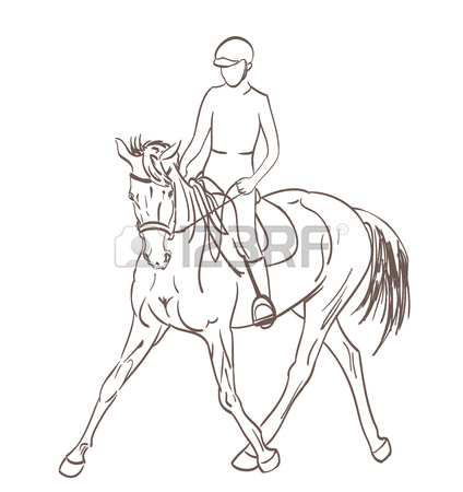 424x450 Horse Rider Sketch. Equestrian Training Theme Vector Illustration