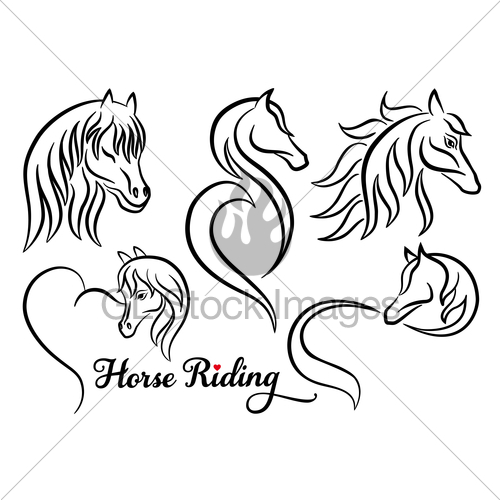 500x500 Horse Riding, Vector Set Gl Stock Images