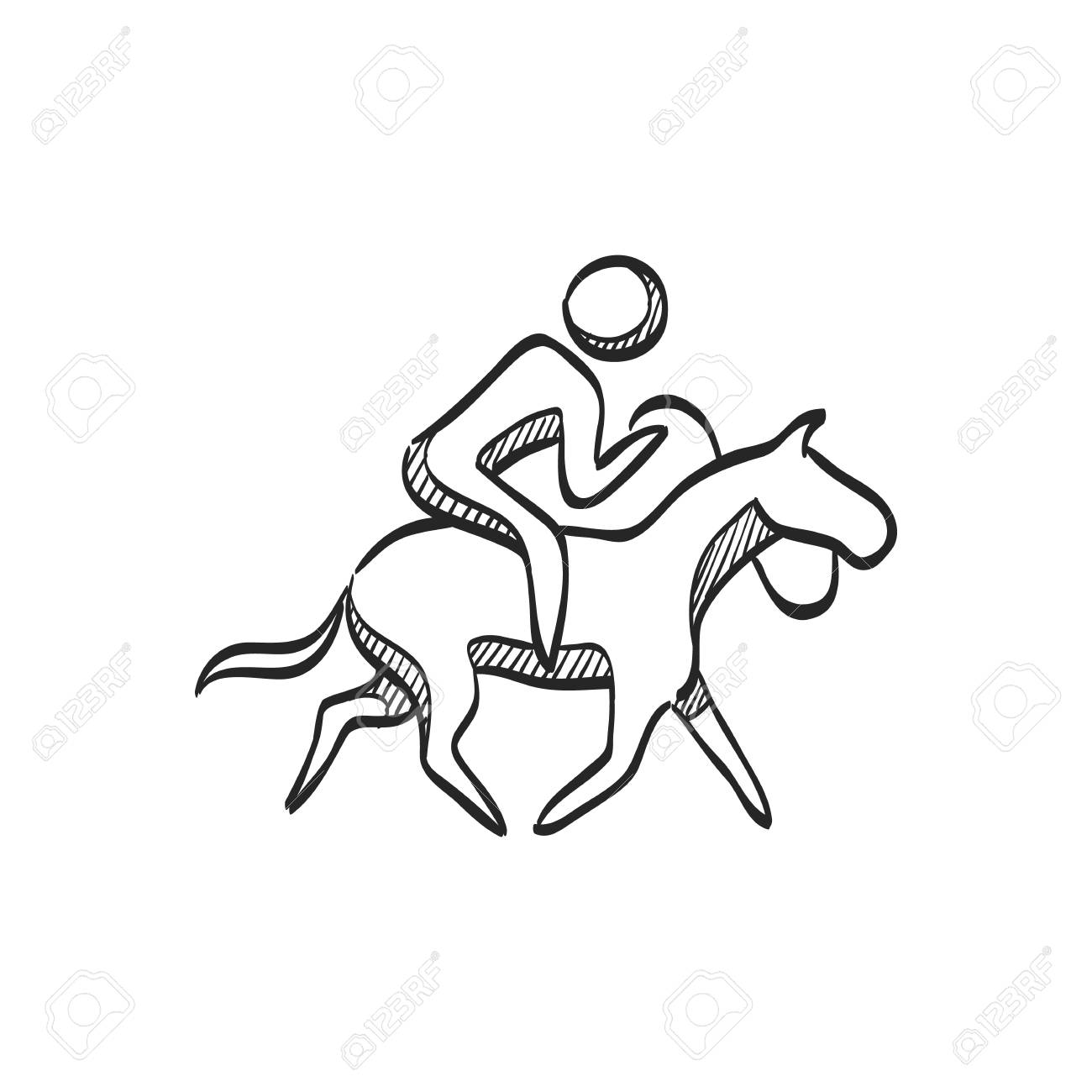 1300x1300 Horse Riding Icon In Doodle Sketch Lines. Sport Championship