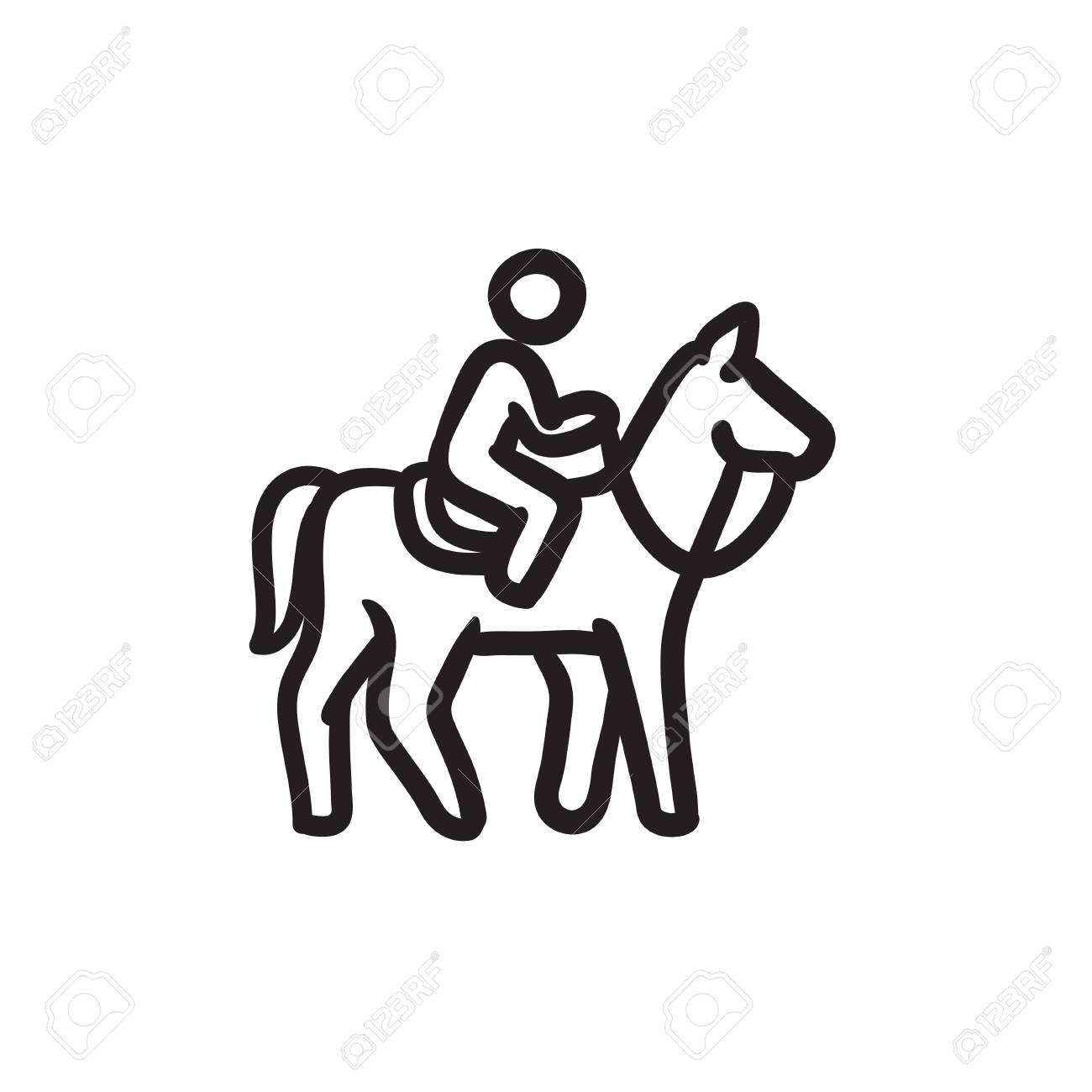 1300x1300 Horse Riding Sketch Icon. Royalty Free Cliparts, Vectors,