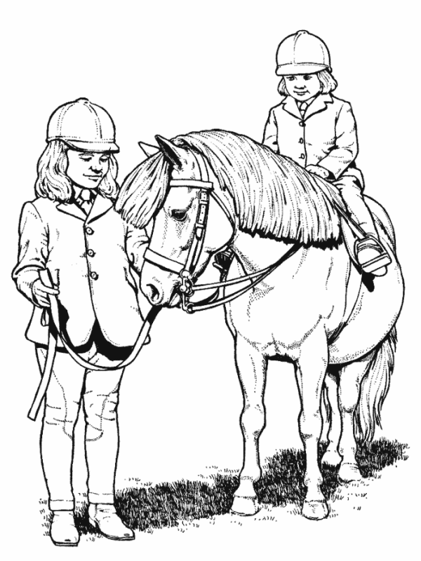 600x800 Little Girl Riding Horse Animal Coloring Pages