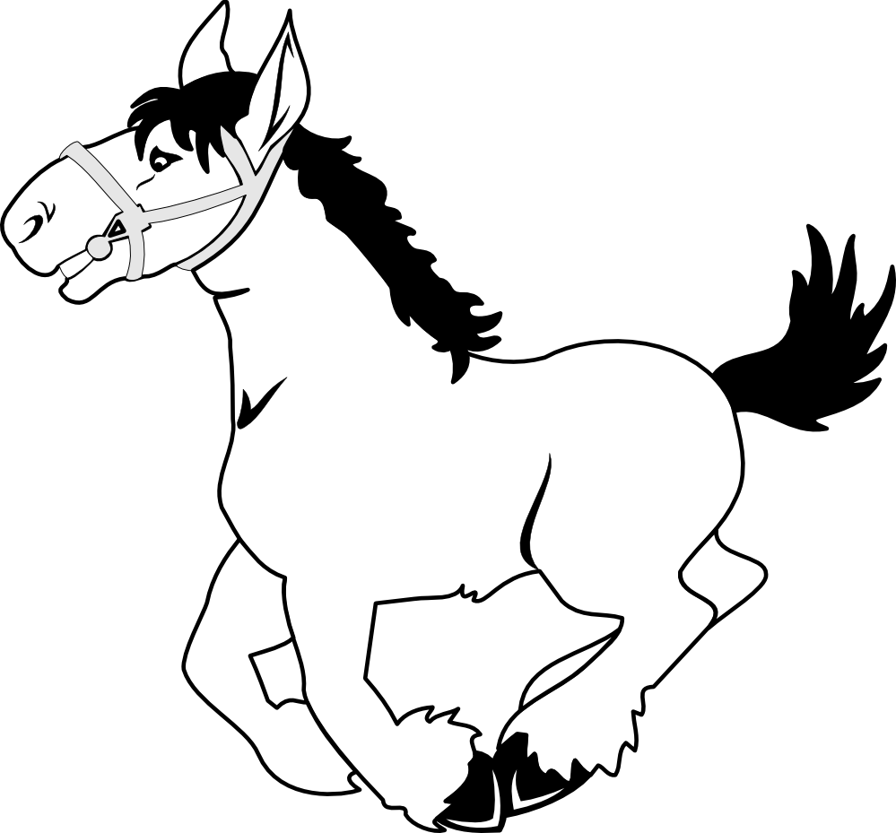 999x929 Running Horse Clipart Black And White