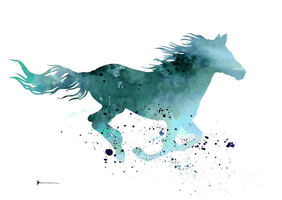 900x639 Horse Silhouette Watercolor Art Print Painting Painting By Joanna