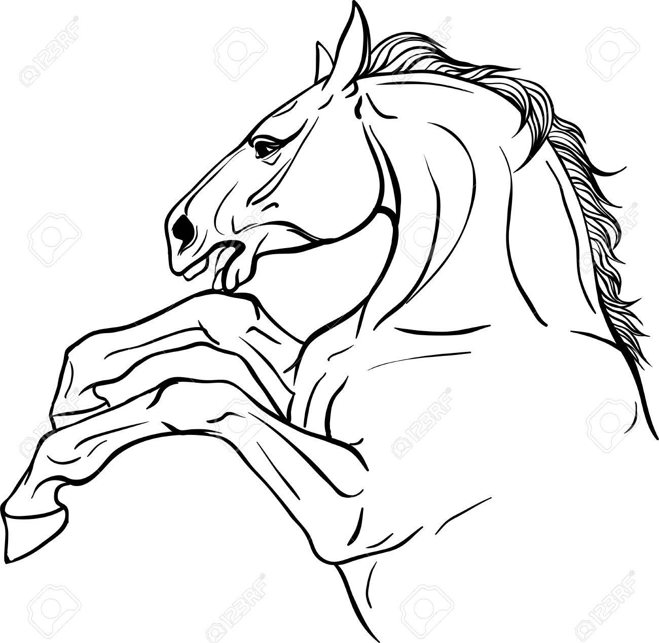 1300x1270 Coloring Page With Horse Royalty Free Cliparts, Vectors, And Stock