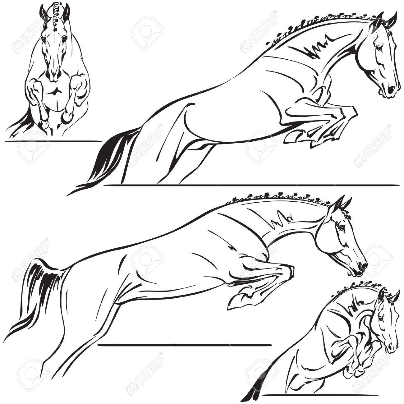 1300x1300 Jumping Horses For Trailer Design Royalty Free Cliparts, Vectors