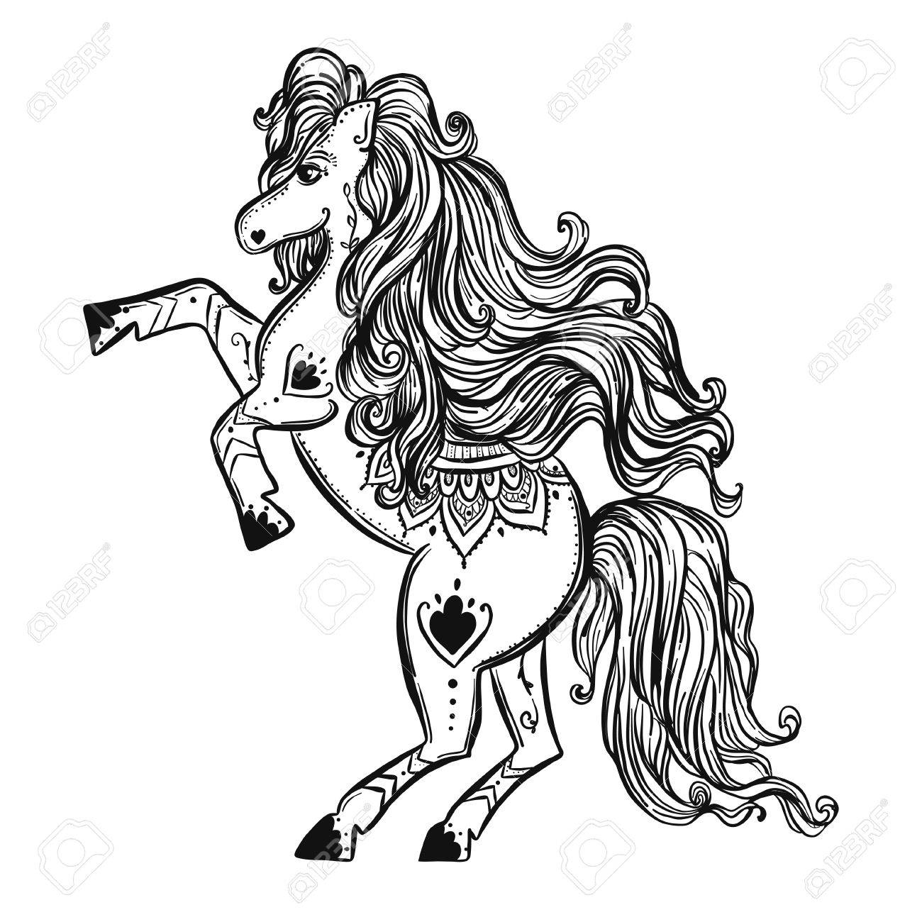 1300x1300 Ornament Horse Vector. Beautiful Illustration Horse For Design