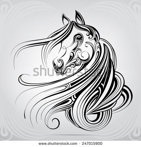 450x470 Vector Silhouette Of A Horse's Head In The Ornament Artwork