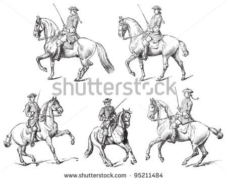 450x358 Equestrianism (Horseback Riding) Vintage Illustration