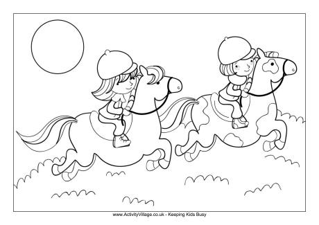 460x325 Horse Riding Colouring Page