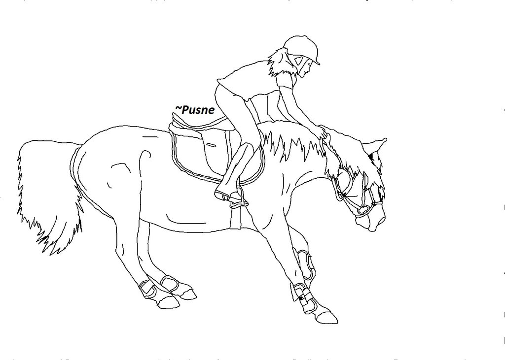 1024x731 Horse Riding Fall Lineart By Pusne