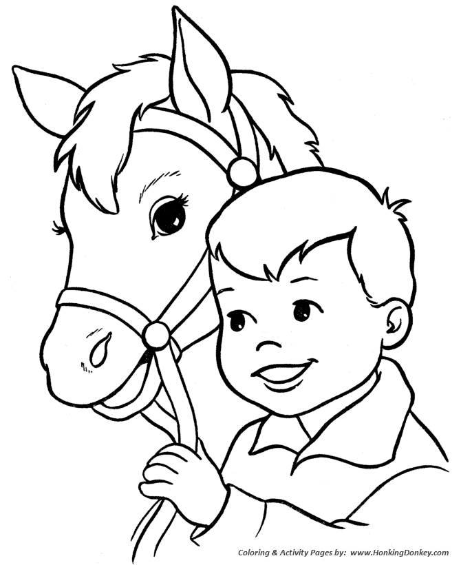670x820 Horse Coloring Pages Printable Happy Boy And His Horse Coloring