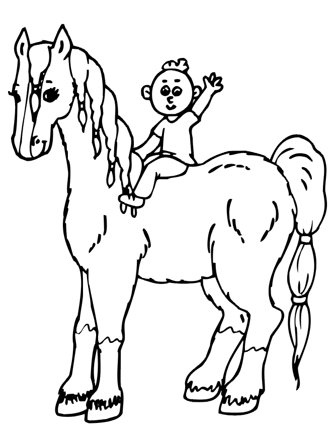 660x854 Horse Coloring Page Young Kid On Large Horse