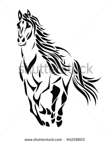 360x470 Black And White Clipart Horse Head Tattoo