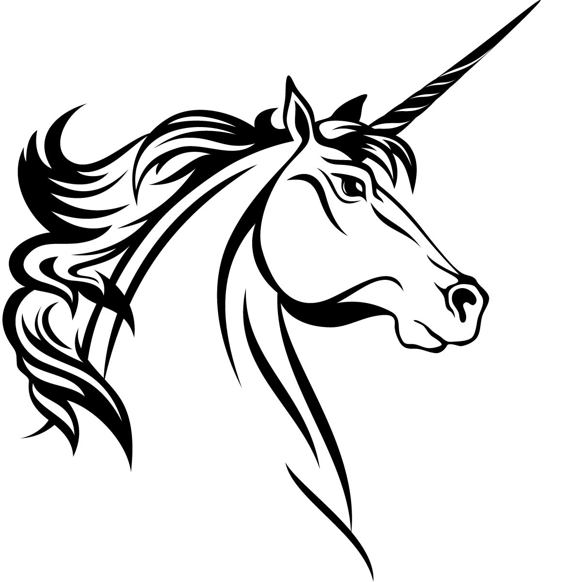 1200x1200 Collection Of Tribal Unicorn Head Tattoo Stencil