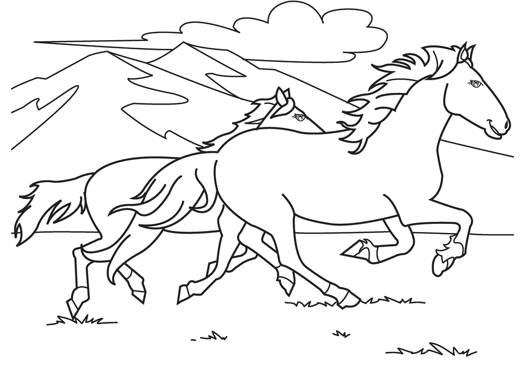 1024x725 Mustang Horse Coloring Pages Horses Running Race Coloring Pages