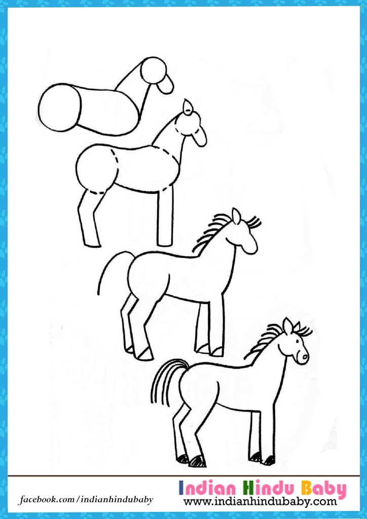 724x1024 Horse Drawing For Kids