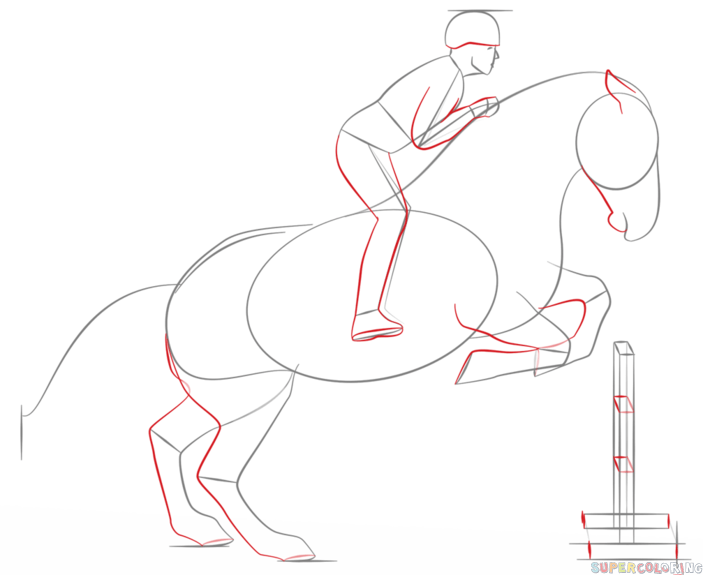703x575 How To Draw A Jumping Horse Step By Step. Drawing Tutorials