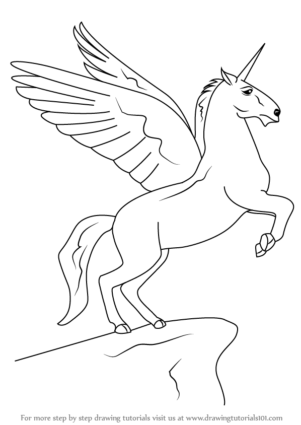 598x844 Learn How To Draw A Unicorn With Wings (Unicorns) Step By Step