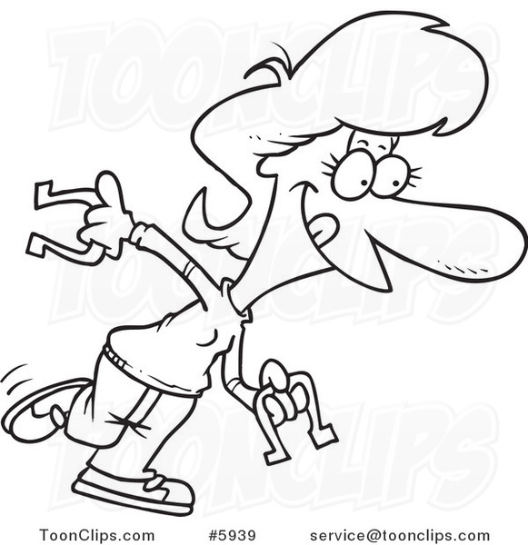 581x600 Cartoon Black And White Line Drawing Of A Lady Playing Horseshoes
