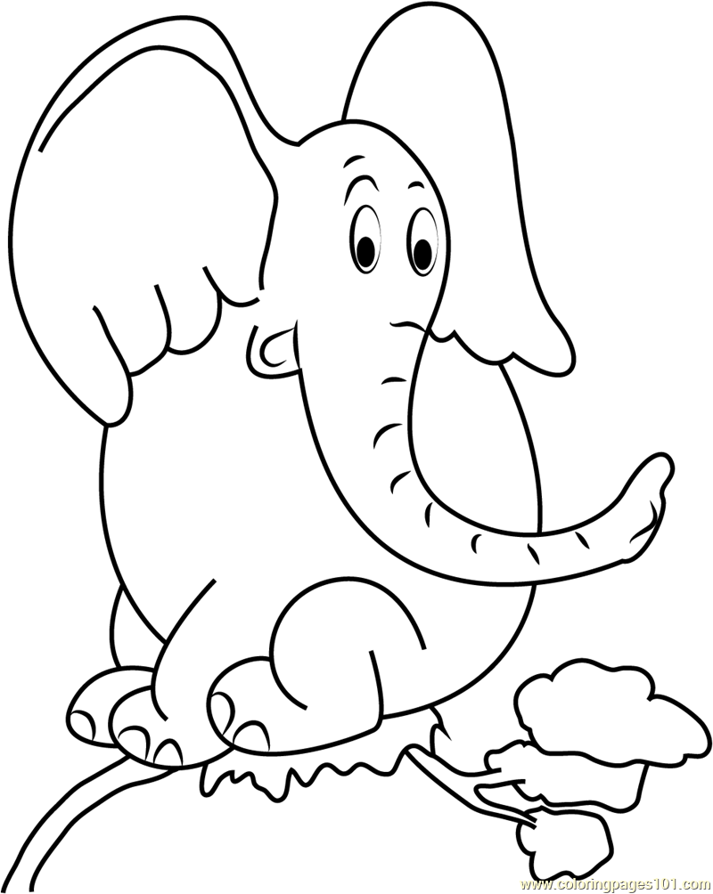 800x1004 Horton Sitting On Tree Coloring Page