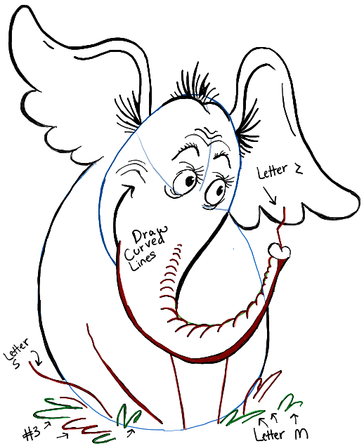 518x635 Today I Will Show You How To Draw Horton, The Elephant From Dr