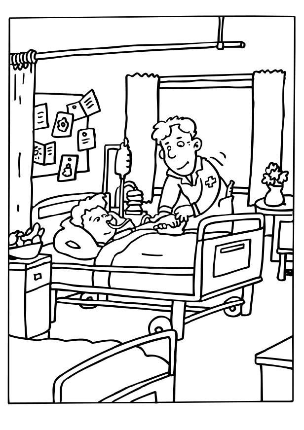 616x872 Coloring Page Hospital Bed