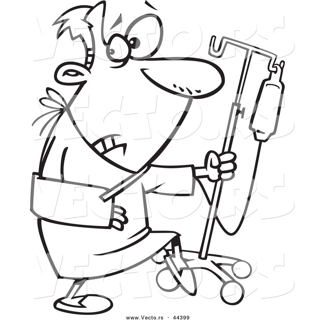 1024x1044 Vector Of A Sneaky Cartoon Man Trying To Escape The Hospital