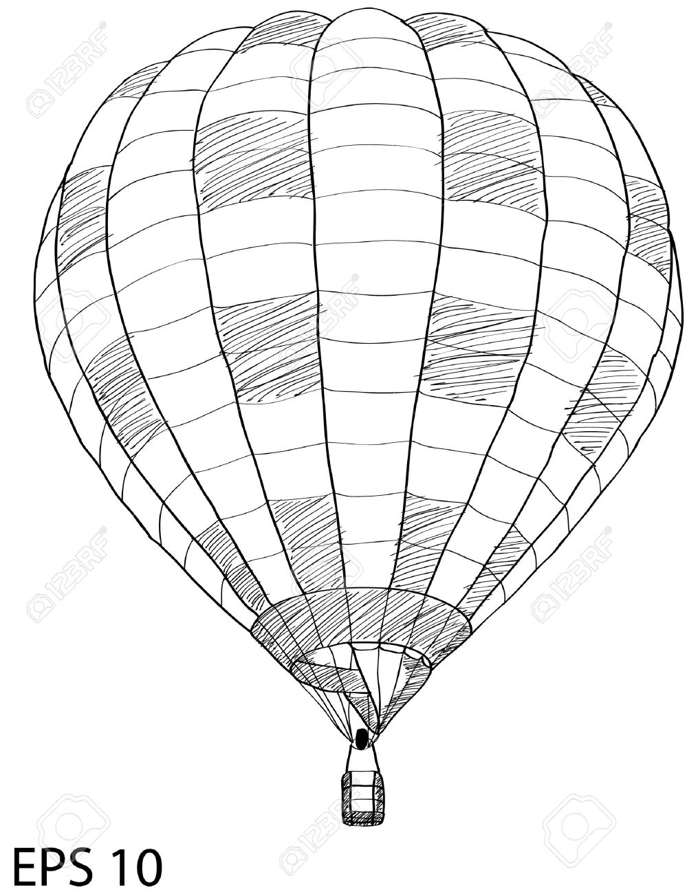 1015x1300 Hot Air Balloon Sketch Up Line Royalty Free Cliparts, Vectors,